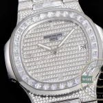 Replica Nautilus 5719/10G Patek Philippe 40 mm, White Gold Baguette Diamonds - 1:1 Swiss Replica Watch