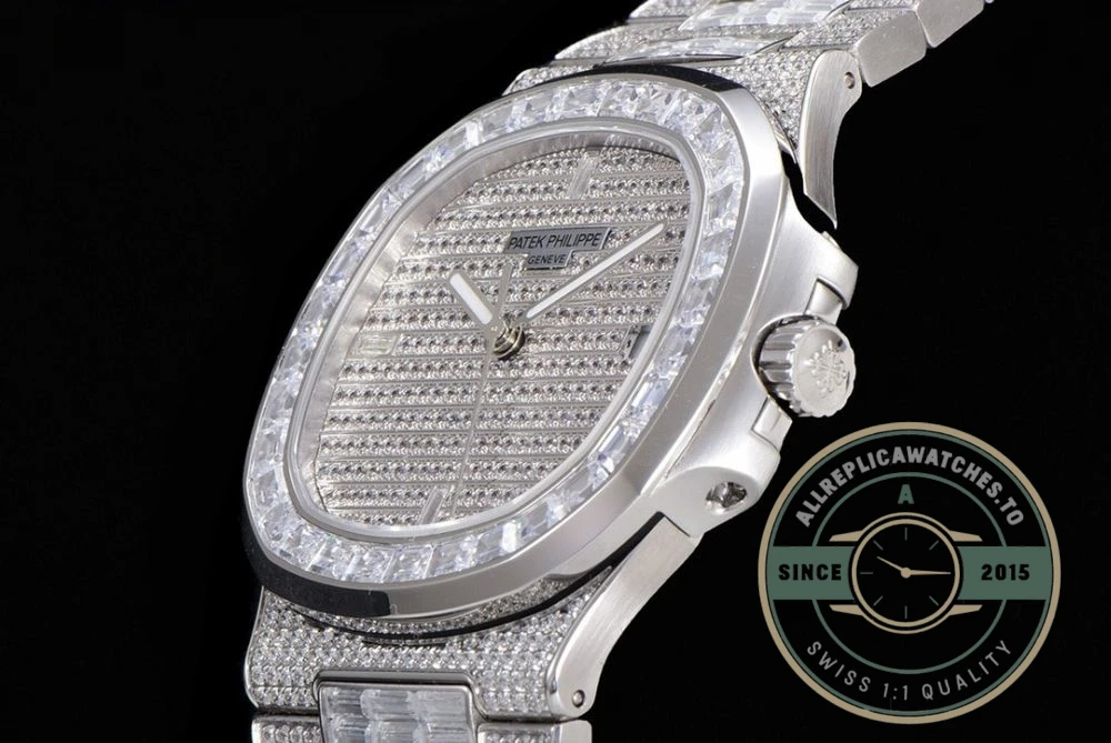 Replica Nautilus 5719/10G Patek Philippe 40 mm, White Gold Baguette Diamonds - Affordable Luxury Replica Timepiece