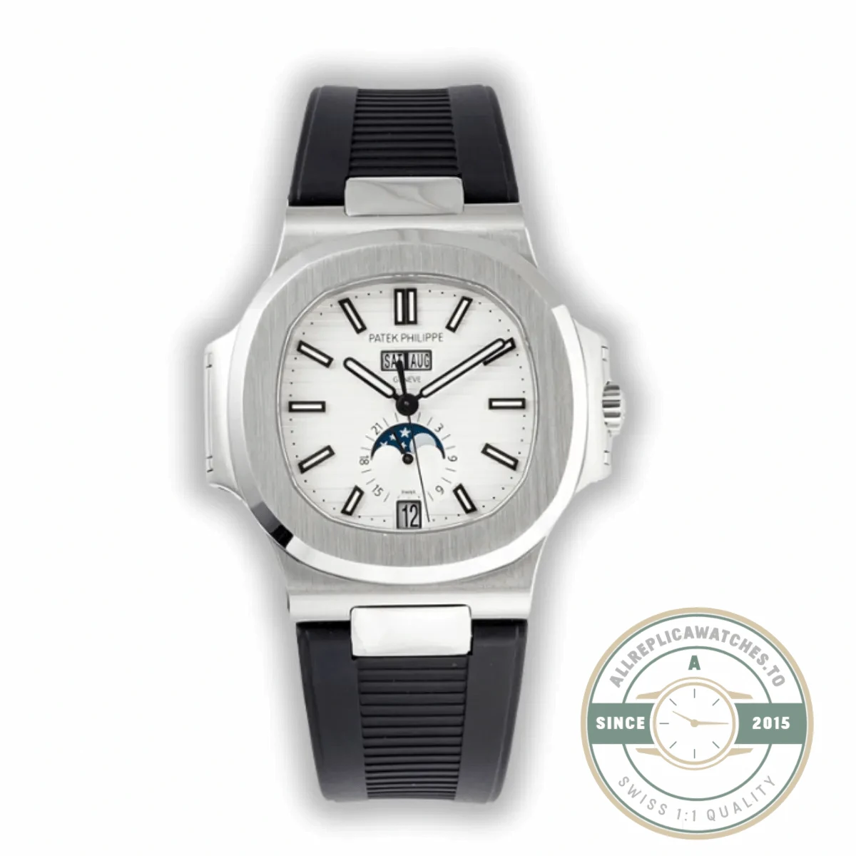 Replica Nautilus 5726/1A Annual Calendar, Moon phases 40.5 mm, Steel, White Dial - Swiss-Made Clone Watch