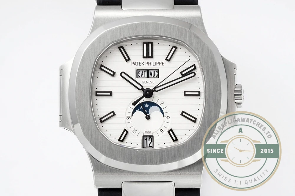 Replica Nautilus 5726/1A Annual Calendar, Moon phases 40.5 mm, Steel, White Dial - 1:1 Swiss Replica Watch