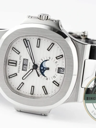 Replica Nautilus 5726/1A Annual Calendar, Moon phases 40.5 mm, Steel, White Dial - Luxury Replica Watch