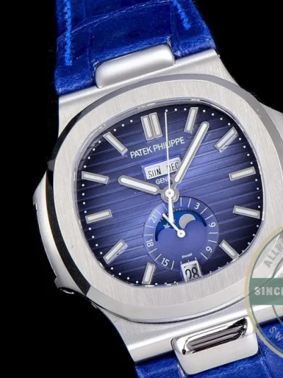 Replica Nautilus 5726A-001 Patek Philippe Annual Calendar, Moon phases. 40.5 mm, Blue Strap, Blue Dial - 1:1 Swiss Replica Watch