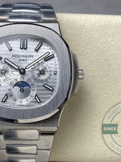 Replica Nautilus 5740/1G-001 Patek Philippe Perpetual Calendar 40 mm, White gold, White Dial - Budget Luxury Replica Watch