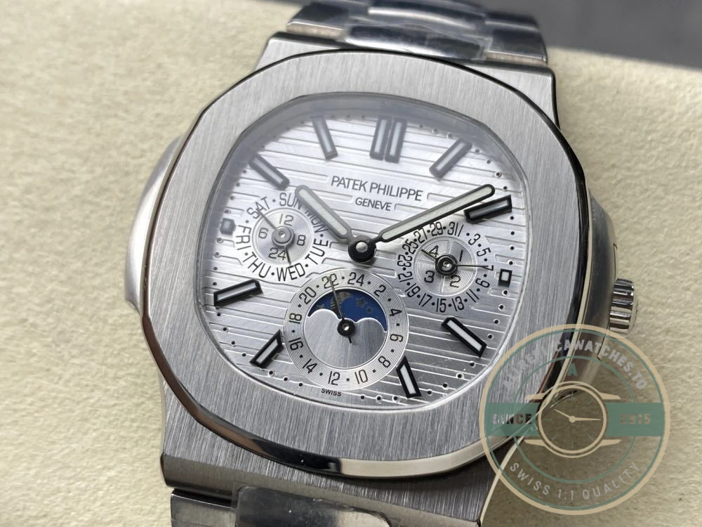 Replica Nautilus 5740/1G-001 Patek Philippe Perpetual Calendar 40 mm, White gold, White Dial - Luxury Replica Watch