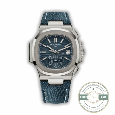 Replica Nautilus 5980/60G-001 Patek Philippe Flyback chronograph, Date 40.5 mm, White gold, Denim - Affordable Super Clone Watch