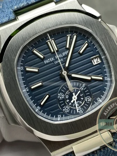 Replica Nautilus 5980/60G-001 Patek Philippe Flyback chronograph, Date 40.5 mm, White gold, Denim - Premium Super Clone Watch