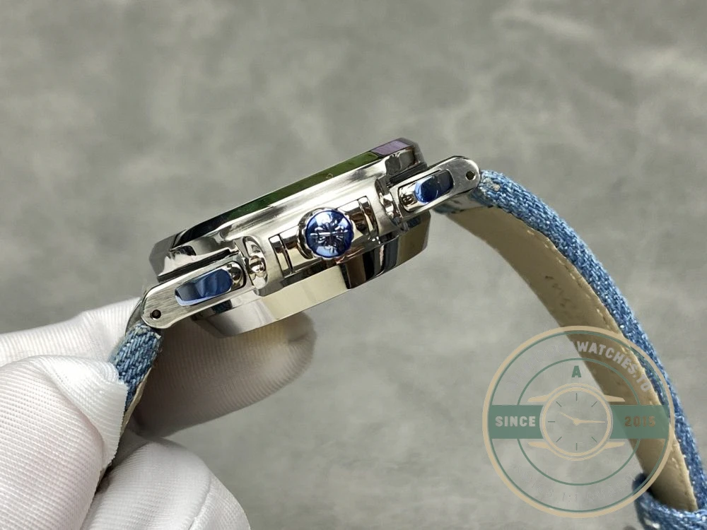Replica Nautilus 5980/60G-001 Patek Philippe Flyback chronograph, Date 40.5 mm, White gold, Denim - Best Quality Replica Watch