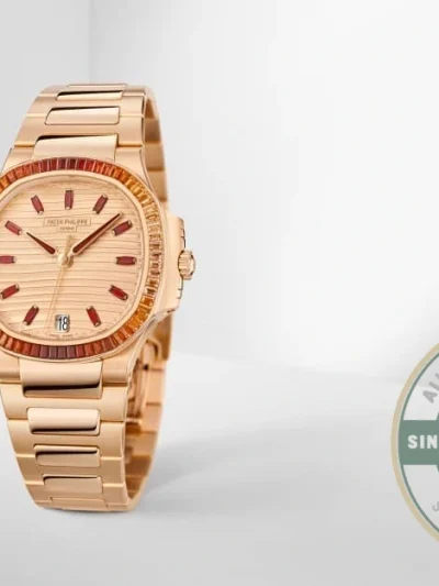 Replica Nautilus 7118/1300R-001 Patek Philippe “Ladies Automatic” 35.2 mm, Rose gold - Budget Luxury Replica Watch