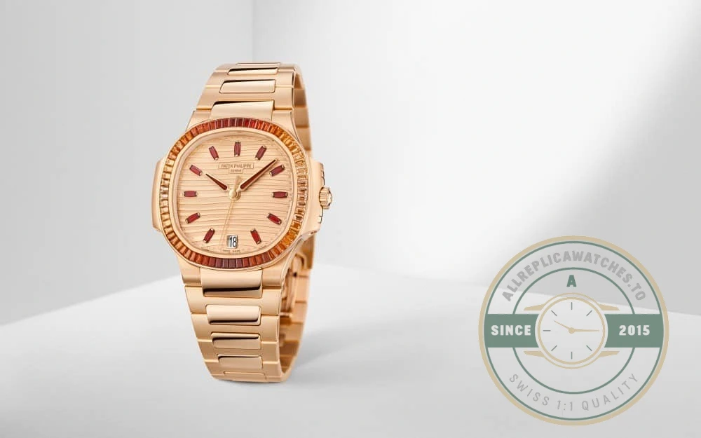 Replica Nautilus 7118/1300R-001 Patek Philippe “Ladies Automatic” 35.2 mm, Rose gold - Budget Luxury Replica Watch