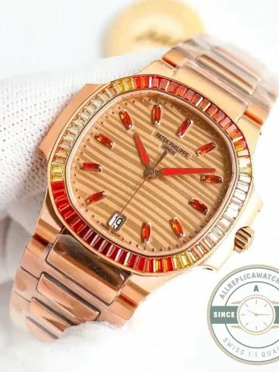 Replica Nautilus 7118/1300R-001 Patek Philippe “Ladies Automatic” 35.2 mm, Rose gold - Budget Luxury Replica Watch