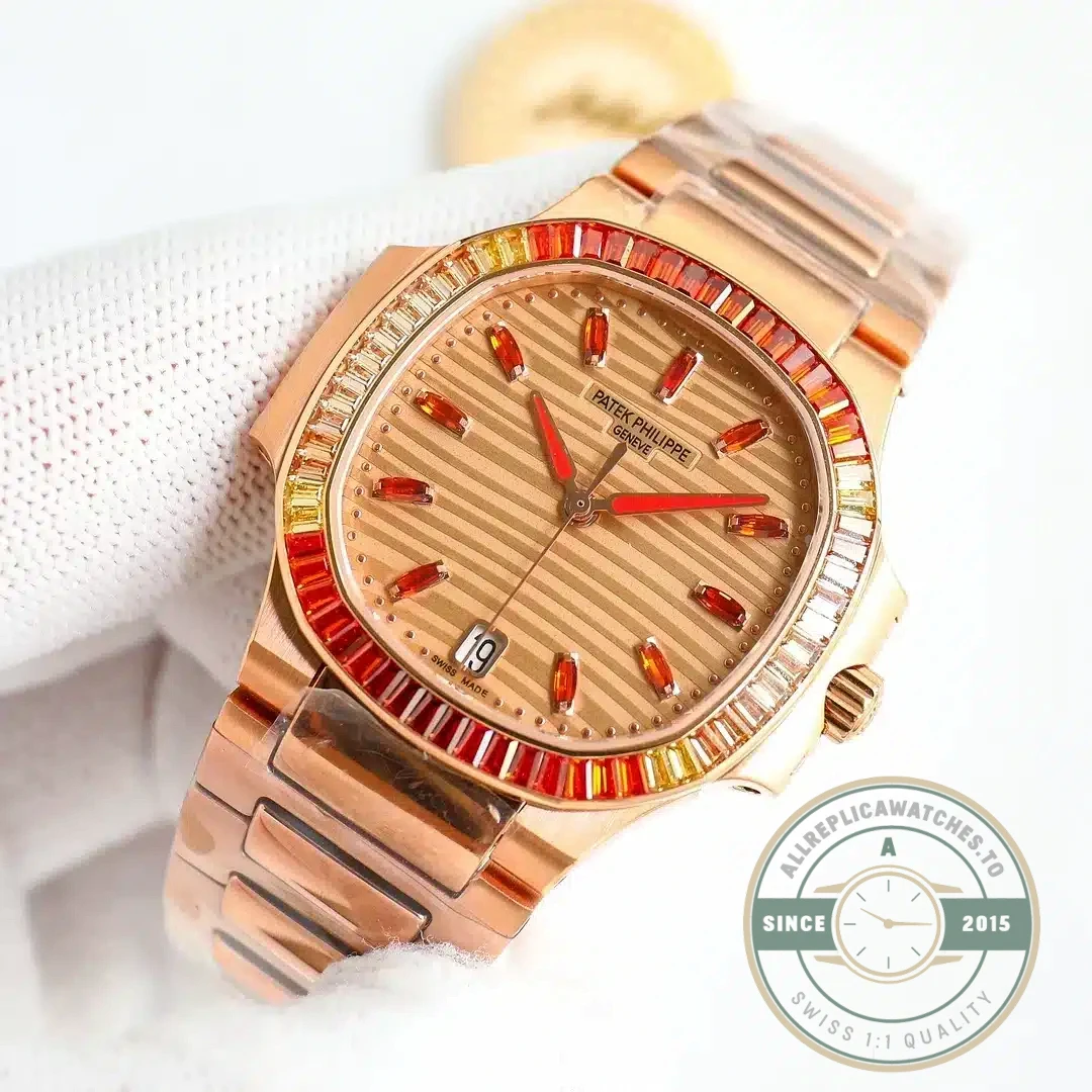 Replica Nautilus 7118/1300R-001 Patek Philippe “Ladies Automatic” 35.2 mm, Rose gold - Budget Luxury Replica Watch