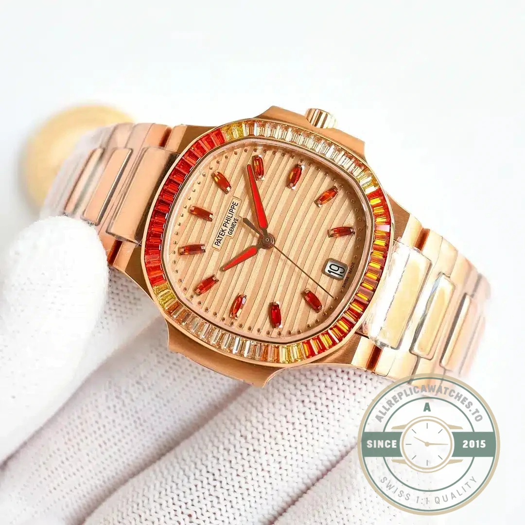 Replica Nautilus 7118/1300R-001 Patek Philippe “Ladies Automatic” 35.2 mm, Rose gold - Budget Luxury Replica Watch