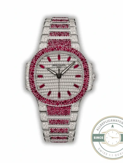 Replica Nautilus 7118/1452G-002 Patek Philippe “Ladies Automatic” 35.2 mm, Red Diamonds - Luxury Replica Watch