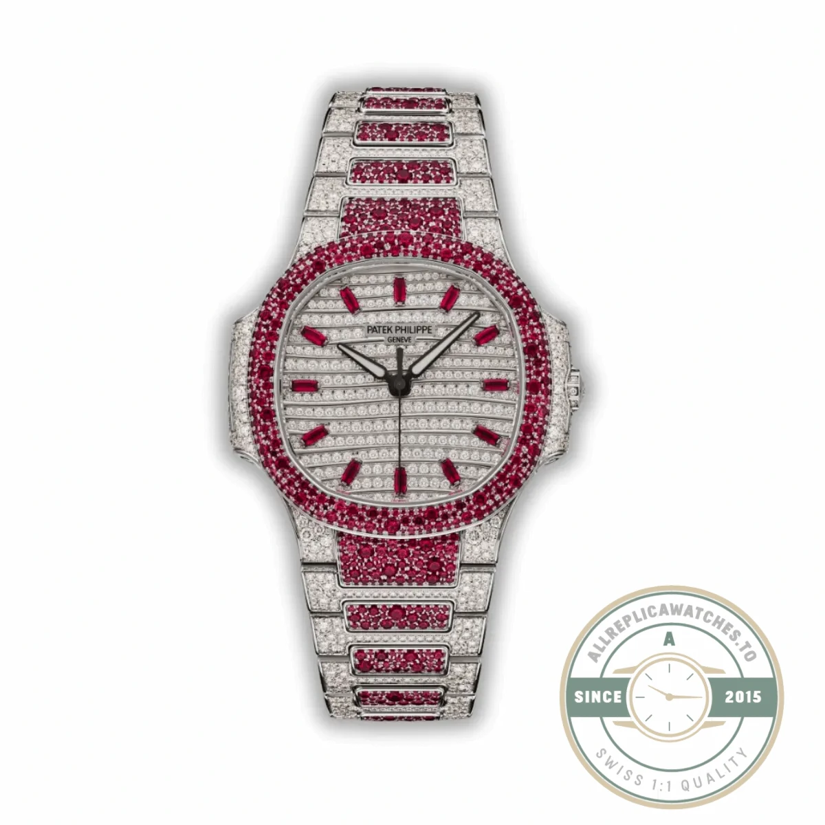 Replica Nautilus 7118/1452G-002 Patek Philippe “Ladies Automatic” 35.2 mm, Red Diamonds - Luxury Replica Watch
