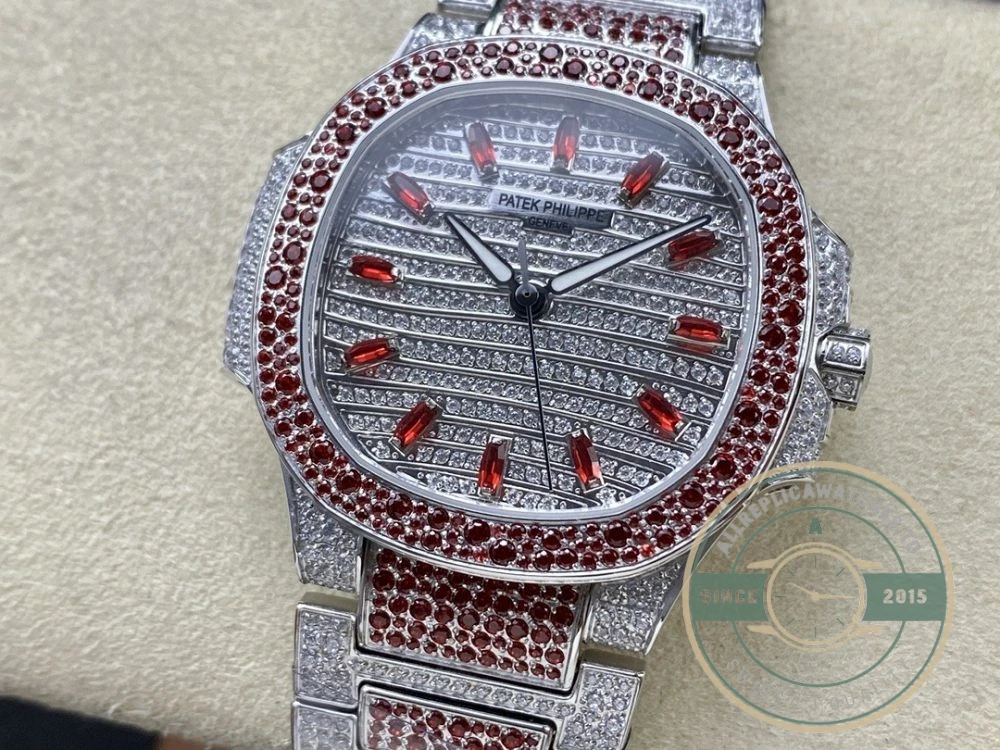 Replica Nautilus 7118/1452G-002 Patek Philippe “Ladies Automatic” 35.2 mm, Red Diamonds - Swiss Movement Replica Watch