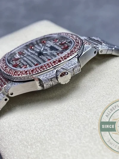 Replica Nautilus 7118/1452G-002 Patek Philippe “Ladies Automatic” 35.2 mm, Red Diamonds - Best Quality Replica Watch