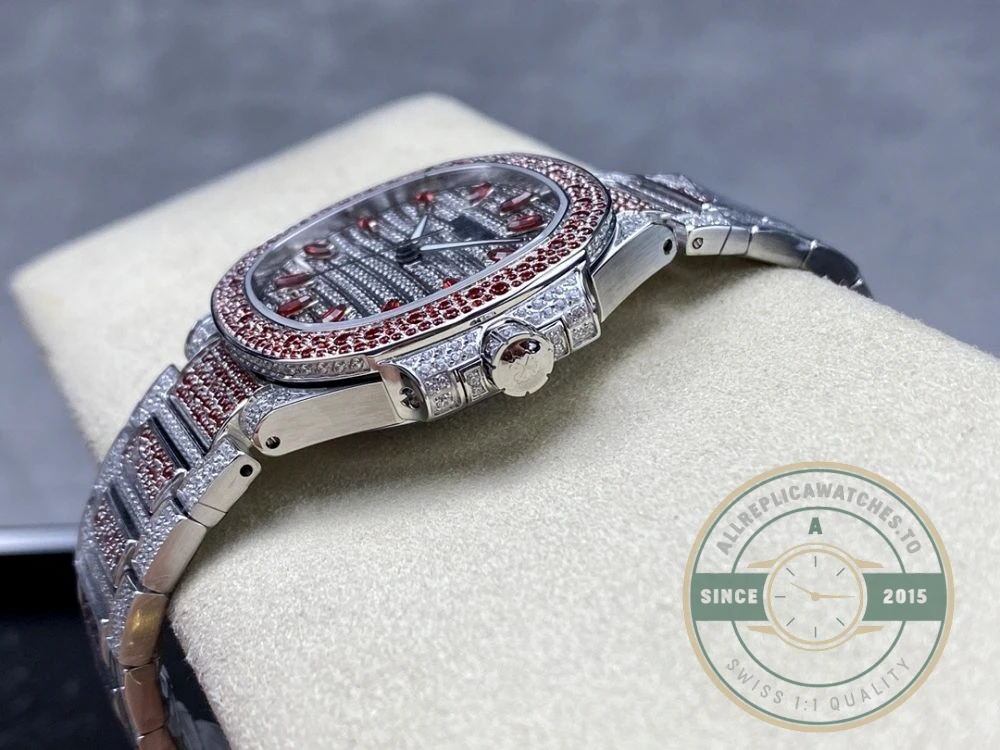 Replica Nautilus 7118/1452G-002 Patek Philippe “Ladies Automatic” 35.2 mm, Red Diamonds - Best Quality Replica Watch
