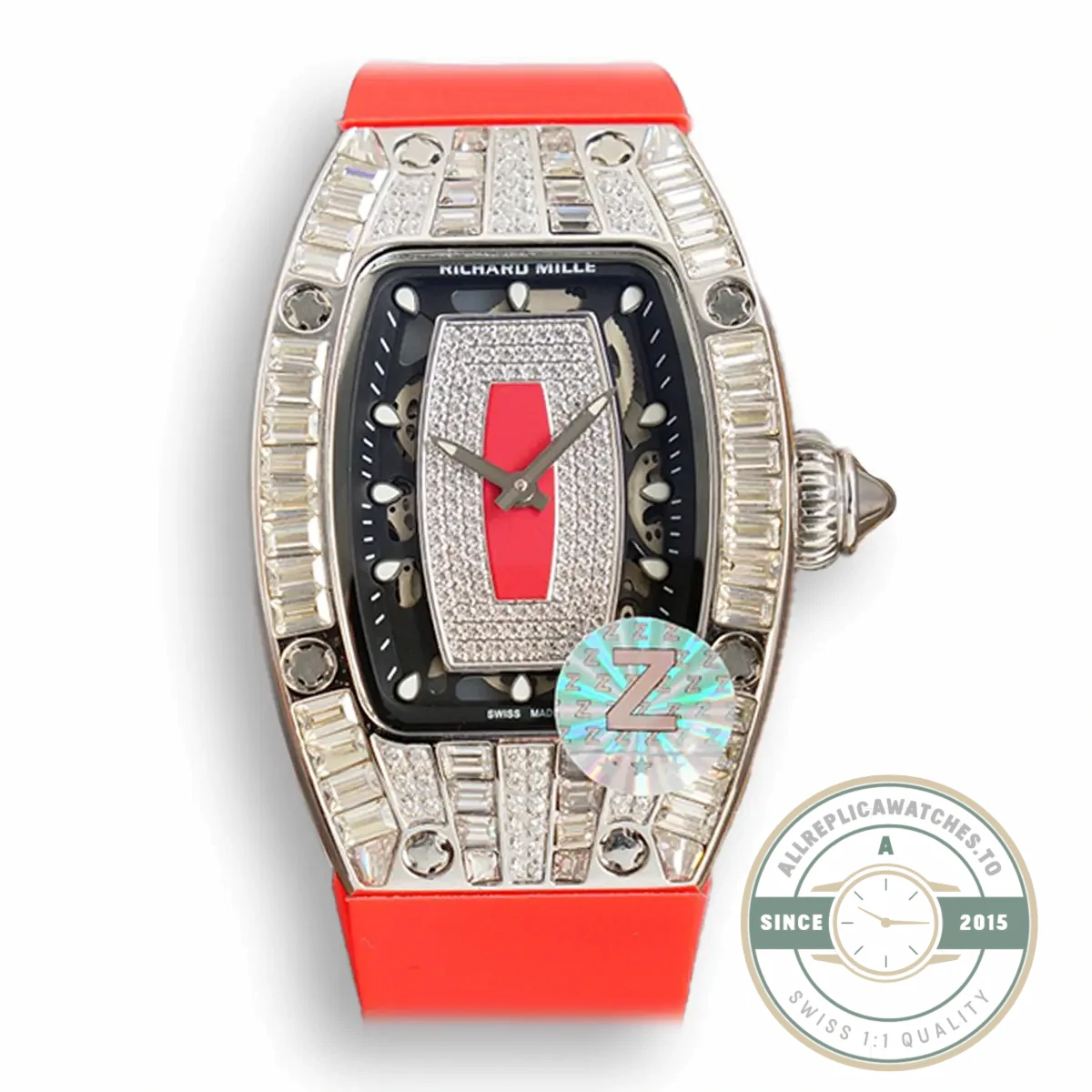 Replica Richard Mille 007-1 Diamond Crown Red Strap - Budget Luxury Replica Watch