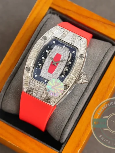 Replica Richard Mille 007-1 Diamond Crown Red Strap - Budget Luxury Replica Watch