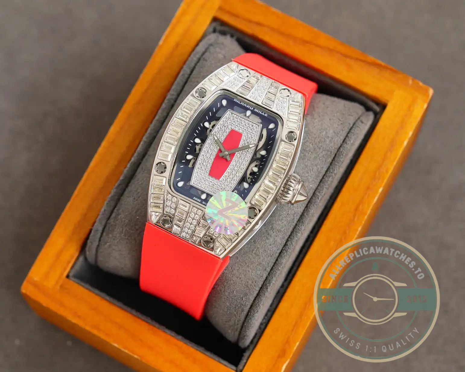 Replica Richard Mille 007-1 Diamond Crown Red Strap - Budget Luxury Replica Watch