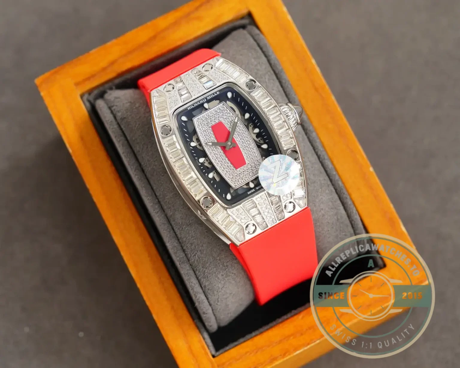Replica Richard Mille 007-1 Diamond Crown Red Strap - Affordable Super Clone Watch
