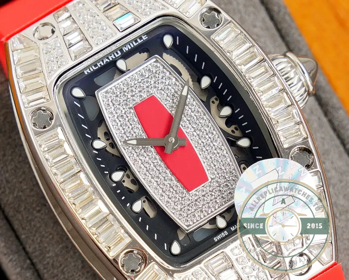 Replica Richard Mille 007-1 Diamond Crown Red Strap - Swiss Movement Replica Watch