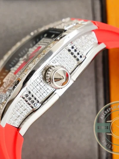 Replica Richard Mille 007-1 Diamond Crown Red Strap - Swiss-Made Clone Watch