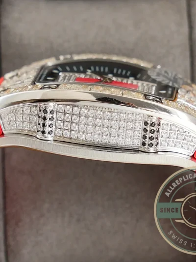 Replica Richard Mille 007-1 Diamond Crown Red Strap - High-Grade Replica Watch