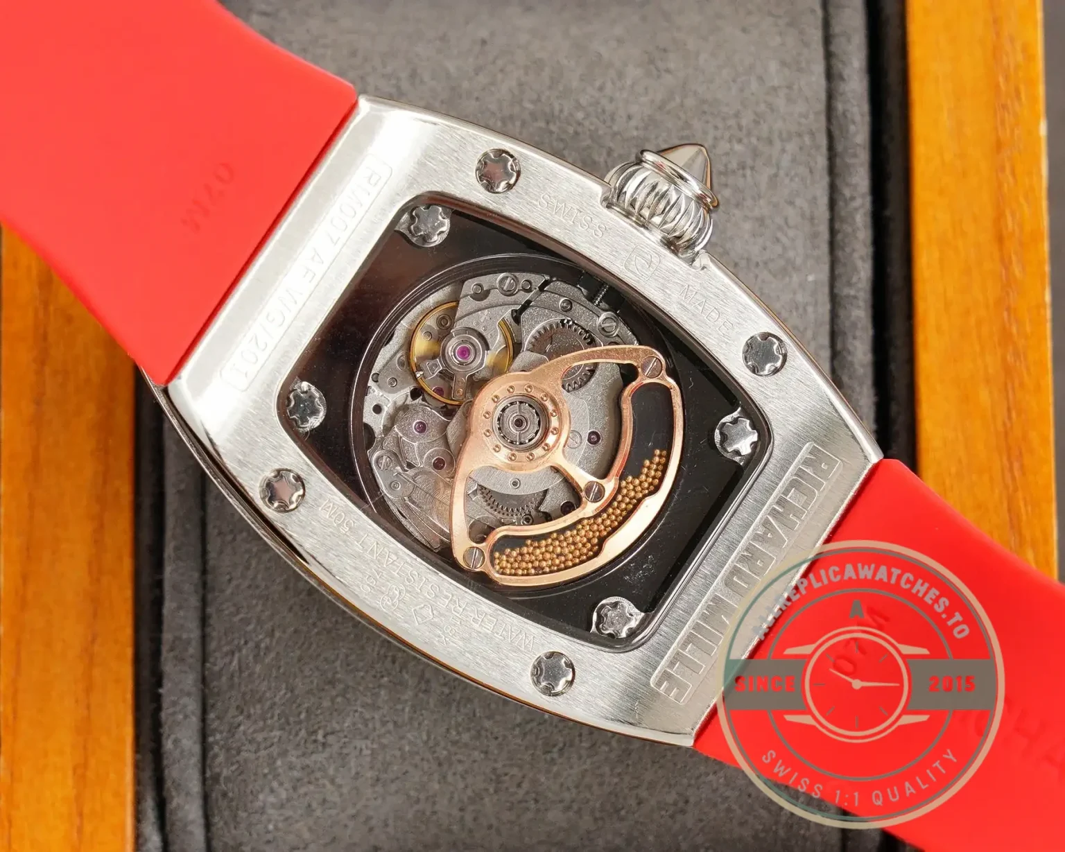 Replica Richard Mille 007-1 Diamond Crown Red Strap - Budget Luxury Replica Watch