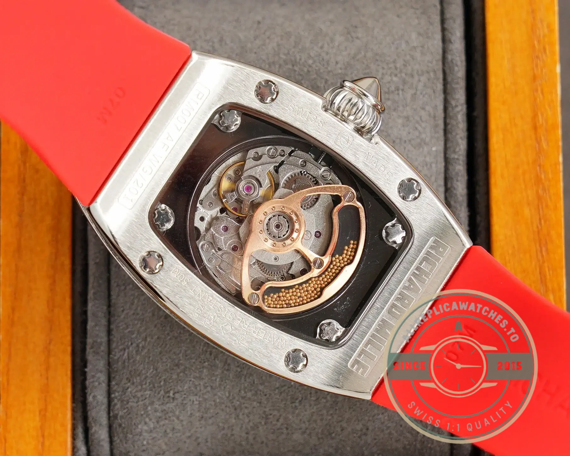 Replica Richard Mille 007-1 Diamond Crown Red Strap - Budget Luxury Replica Watch