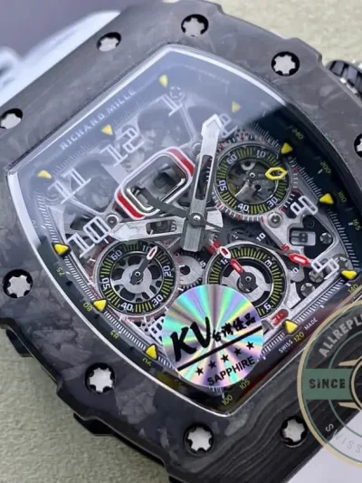 Replica Richard Mille 011-03 Carbon Fiber White Strap - Affordable Super Clone Watch