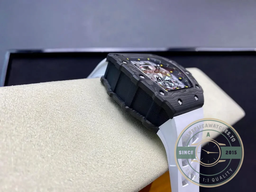 Replica Richard Mille 011-03 Carbon Fiber White Strap - Swiss Movement Replica Watch