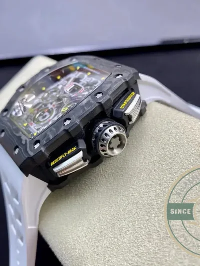 Replica Richard Mille 011-03 Carbon Fiber White Strap - Premium Super Clone Watch