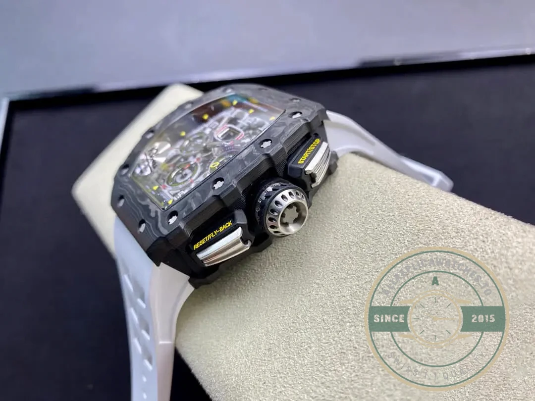 Replica Richard Mille 011-03 Carbon Fiber White Strap - Premium Super Clone Watch