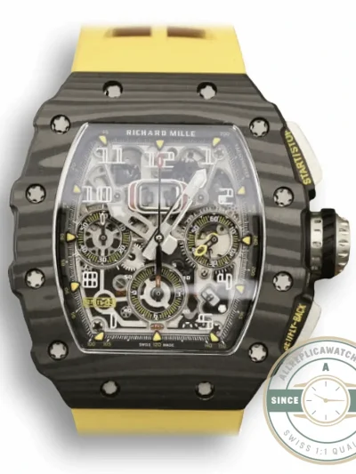 Replica Richard Mille 011-03 Carbon Fiber Yellow Strap - Best Quality Replica Watch