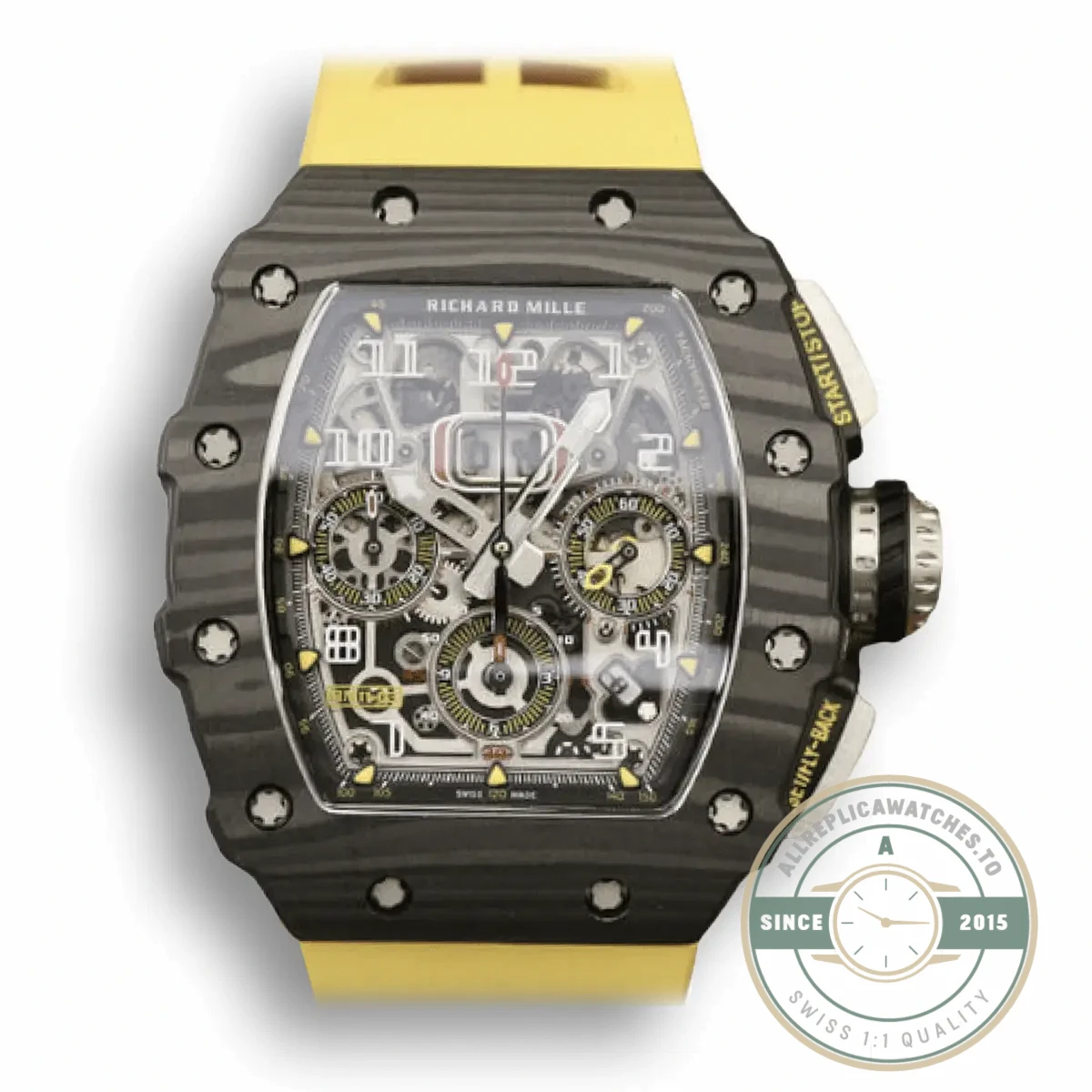 Replica Richard Mille 011-03 Carbon Fiber Yellow Strap - Best Quality Replica Watch