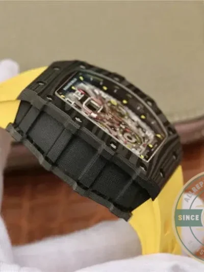 Replica Richard Mille 011-03 Carbon Fiber Yellow Strap - Swiss-Made Clone Watch