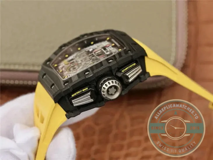 Replica Richard Mille 011-03 Carbon Fiber Yellow Strap - Best Quality Replica Watch