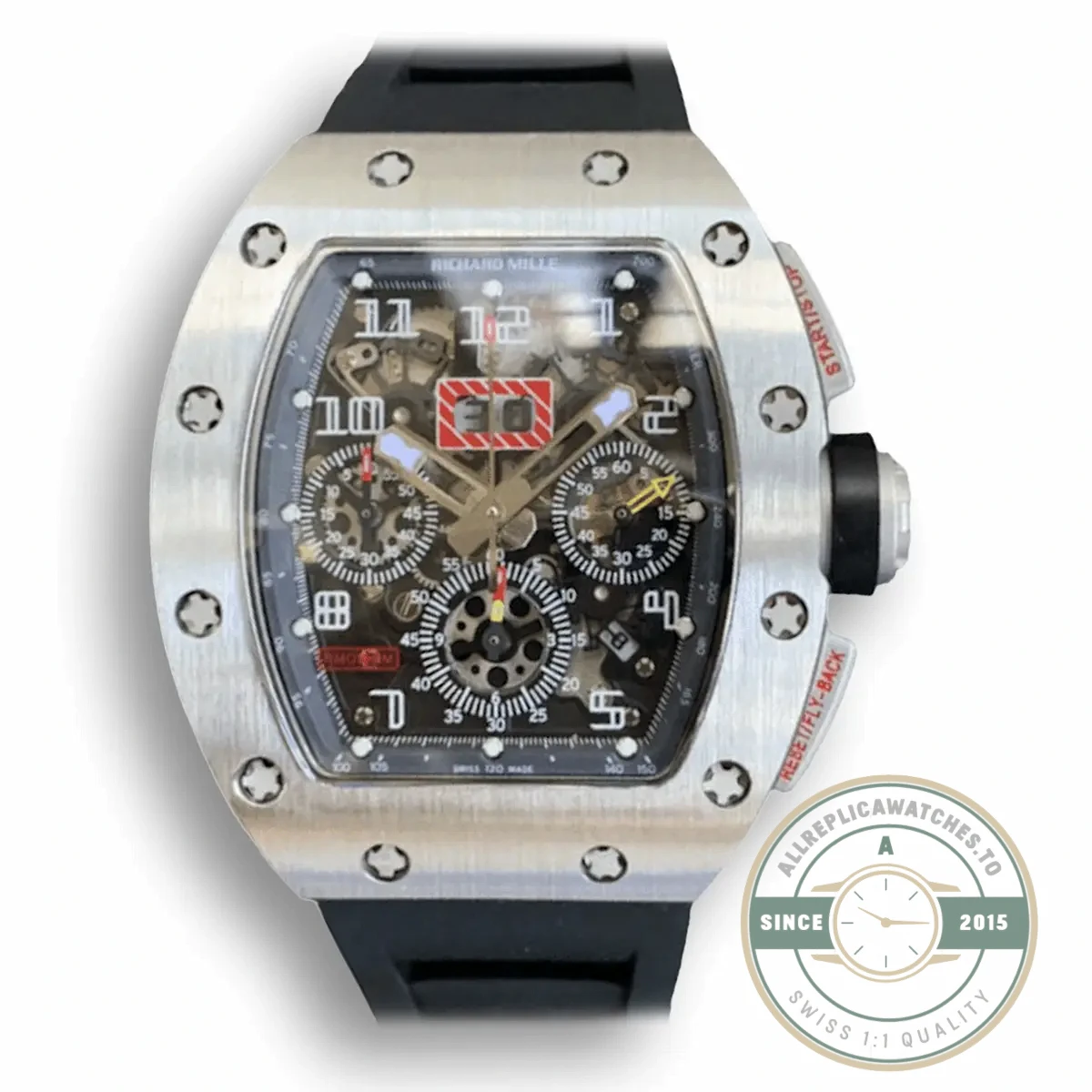 Replica Richard Mille 011 Black Rubber Strap - Swiss Movement Replica Watch
