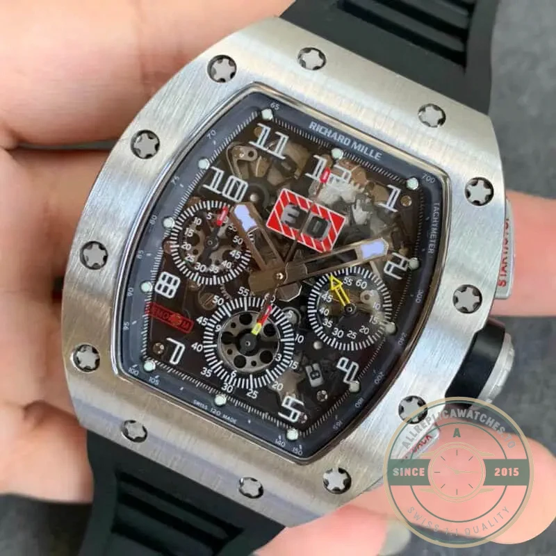 Replica Richard Mille 011 Black Rubber Strap - Best Quality Replica Watch