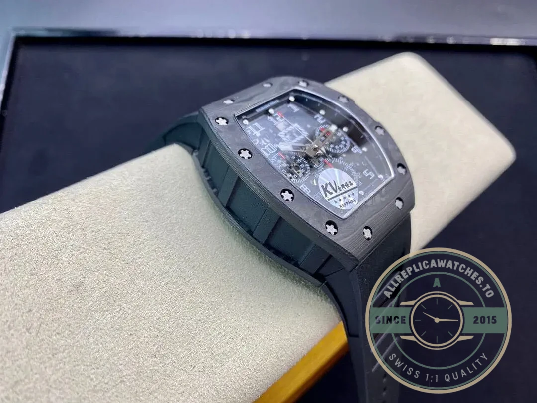 Replica Richard Mille 011 Carbon Fiber Black Rubber Strap - Top-Tier Swiss Replica Watch