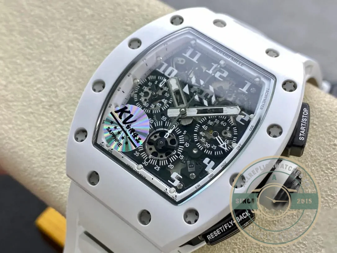 Replica Richard Mille 011 Chronograph Eta7750 White Rubber Strap - Factory Super Clone Watch