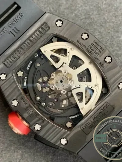 Replica Richard Mille 011 Forged Carbon Black Strap - Premium Super Clone Watch