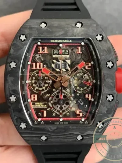 Replica Richard Mille 011 Forged Carbon Black Strap - Swiss Movement Replica Watch