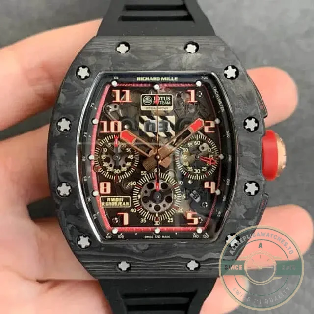 Replica Richard Mille 011 Forged Carbon Black Strap - Swiss Movement Replica Watch