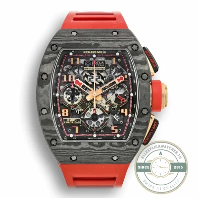 Replica Richard Mille 011 Forged Carbon Eta7750 Red Rubber Strap - 1:1 Swiss Replica Watch