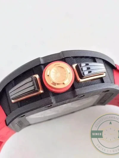 Replica Richard Mille 011 Forged Carbon Eta7750 Red Rubber Strap - Swiss-Made Clone Watch