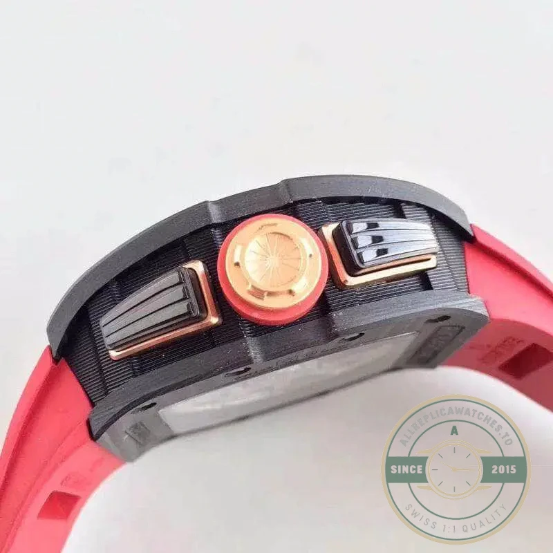 Replica Richard Mille 011 Forged Carbon Eta7750 Red Rubber Strap - Swiss-Made Clone Watch