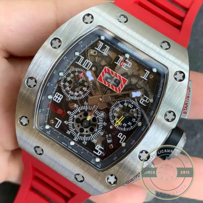 Replica Richard Mille 011 Red Rubber Strap - Top-Tier Swiss Replica Watch