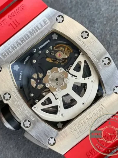 Replica Richard Mille 011 Red Rubber Strap - Factory Super Clone Watch